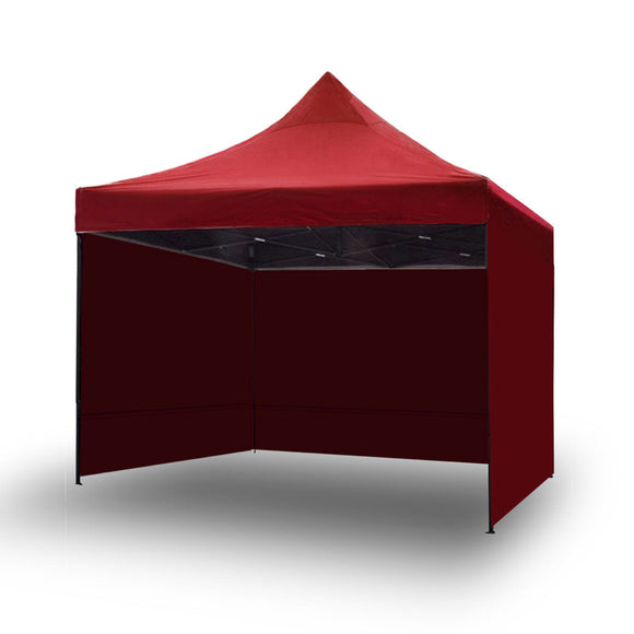 NNEDSZ 3x3m Pop Up Gazebo Outdoor Tent Folding Marquee Party Camping Market Canopy w/ Side Wall - red