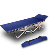 NNEDSZ Camping Portable Stretcher Single Foldable Folding Bed Recliner Mat - navy