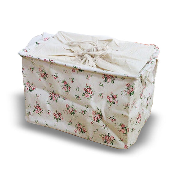 NNEDSZ Canvas Zakka Vintage Drawstring Storage Laundry Shopping Basket  Fold Bin Flower