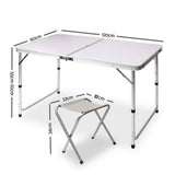 NNEDSZ Portable Folding Picnic Camping Set BBQ Party Aluminium Table 4 Foldable Chairs