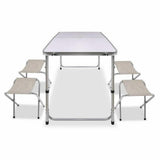 NNEDSZ Portable Folding Picnic Camping Set BBQ Party Aluminium Table 4 Foldable Chairs
