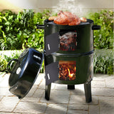 NNEDSZ NEW 3in1 Portable Charcoal Vertical Smoker BBQ Roaster Grill Steel Water Steamer