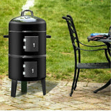 NNEDSZ NEW 3in1 Portable Charcoal Vertical Smoker BBQ Roaster Grill Steel Water Steamer