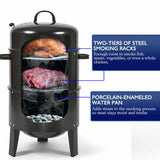 NNEDSZ NEW 3in1 Portable Charcoal Vertical Smoker BBQ Roaster Grill Steel Water Steamer