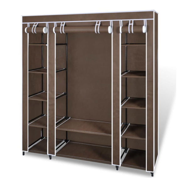 NNEDSZ Large Space Storage Portable Bedroom Double Wardrobe Stable Easy Assemble - brown
