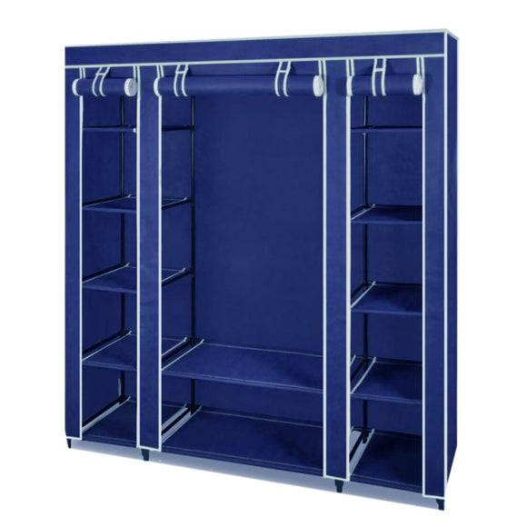 NNEDSZ Large Space Storage Portable Bedroom Double Wardrobe Stable Easy Assemble - navy