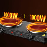 NNEDSZ Sokany Electric Hot Plate Dual Burner for Fast & Efficient Cooking