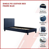 NNEDSZ Single PU Leather Bed Frame Blue