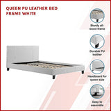 NNEDSZ Queen PU Leather Bed Frame White
