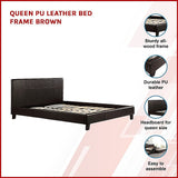 NNEDSZ Queen PU Leather Bed Frame Brown