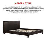 NNEDSZ Queen PU Leather Bed Frame Brown
