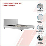 NNEDSZ King PU Leather Bed Frame White