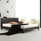NNEDSZ King PU Leather Bed Frame Brown