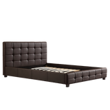 NNEDSZ Double PU Leather Deluxe Bed Frame Brown