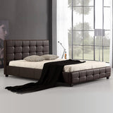 NNEDSZ Double PU Leather Deluxe Bed Frame Brown