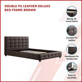 NNEDSZ Double PU Leather Deluxe Bed Frame Brown