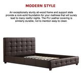 NNEDSZ Double PU Leather Deluxe Bed Frame Brown