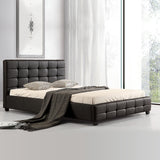 NNEDSZ Double PU Leather Deluxe Bed Frame Black