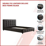 NNEDSZ Double PU Leather Deluxe Bed Frame Black