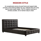 NNEDSZ Double PU Leather Deluxe Bed Frame Black