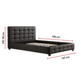 NNEDSZ Double PU Leather Deluxe Bed Frame Black