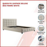 NNEDSZ Queen PU Leather Deluxe Bed Frame White