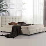 NNEDSZ King PU Leather Deluxe Bed Frame White