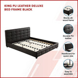 NNEDSZ King PU Leather Deluxe Bed Frame Black