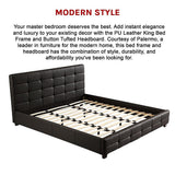NNEDSZ King PU Leather Deluxe Bed Frame Black