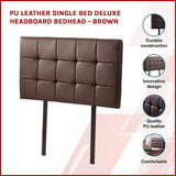 NNEDSZ PU Leather Single Bed Deluxe Headboard Bedhead - Brown