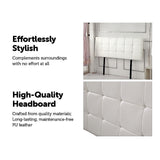 NNEDSZ PU Leather Double Bed Deluxe Headboard Bedhead - White