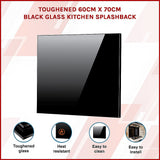 NNEDSZ Toughened 60cm x 70cm Black Glass Kitchen Splashback