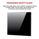 NNEDSZ Toughened 60cm x 70cm Black Glass Kitchen Splashback