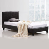 NNEDSZ Single PU Leather Bed Frame Brown