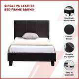 NNEDSZ Single PU Leather Bed Frame Brown