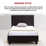 NNEDSZ Single PU Leather Bed Frame Brown