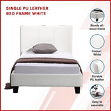 NNEDSZ Single PU Leather Bed Frame White