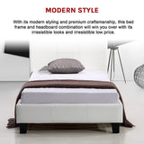 NNEDSZ Single PU Leather Bed Frame White