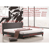 NNEDSZ King Linen Fabric Bed Frame Grey