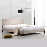 NNEDSZ King Linen Fabric Bed Frame Beige