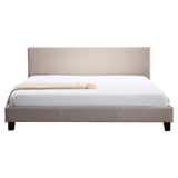 NNEDSZ King Linen Fabric Bed Frame Beige