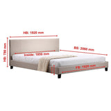 NNEDSZ King Linen Fabric Bed Frame Beige