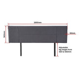 NNEDSZ Linen Fabric King Bed Headboard Bedhead - Grey