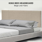 NNEDSZ Linen Fabric King Bed Headboard Bedhead - Beige
