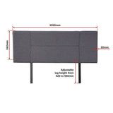 NNEDSZ Linen Fabric Queen Bed Headboard Bedhead - Grey
