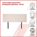 NNEDSZ Linen Fabric Queen Bed Headboard Bedhead - Beige