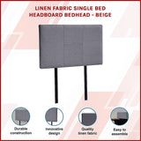 NNEDSZ Linen Fabric Single Bed Headboard Bedhead - Grey