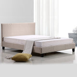 NNEDSZ Double Linen Fabric Bed Frame Beige