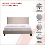 NNEDSZ Double Linen Fabric Bed Frame Beige