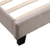 NNEDSZ Double Linen Fabric Bed Frame Beige